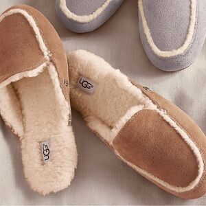 UGG Tan and Cream Shearling Slippers